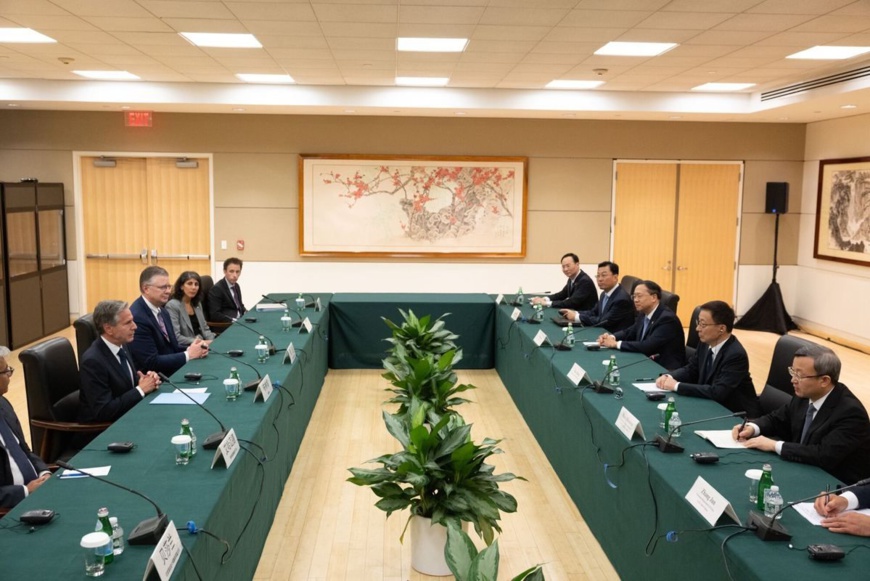 Rencontre entre le secrétaire d'État américain et le vice-président chinois aux Nations-Unies