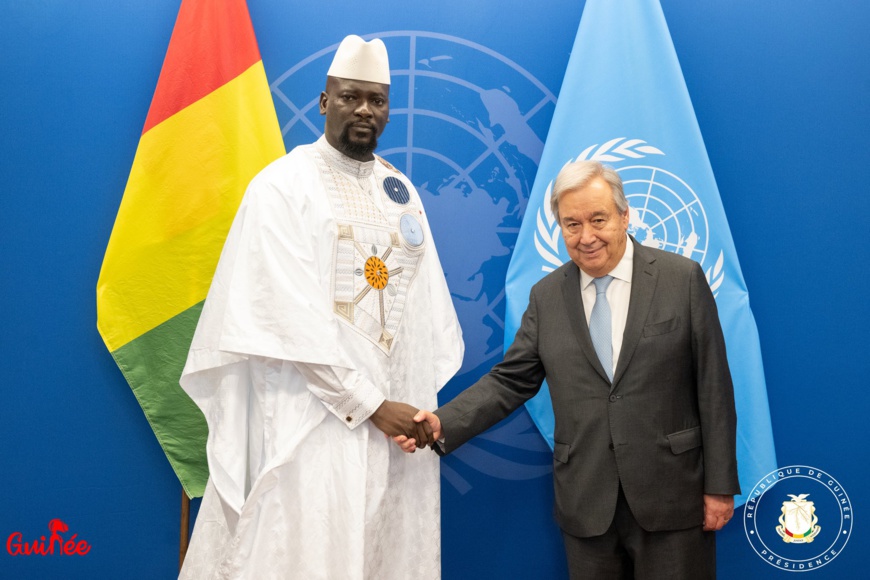 New York : le colonel Mamadi Doumbouya reçu par le SG de l'ONU après son discours New York : le colonel Mamadi Doumbouya reçu par le SG de l'ONU après son discours
