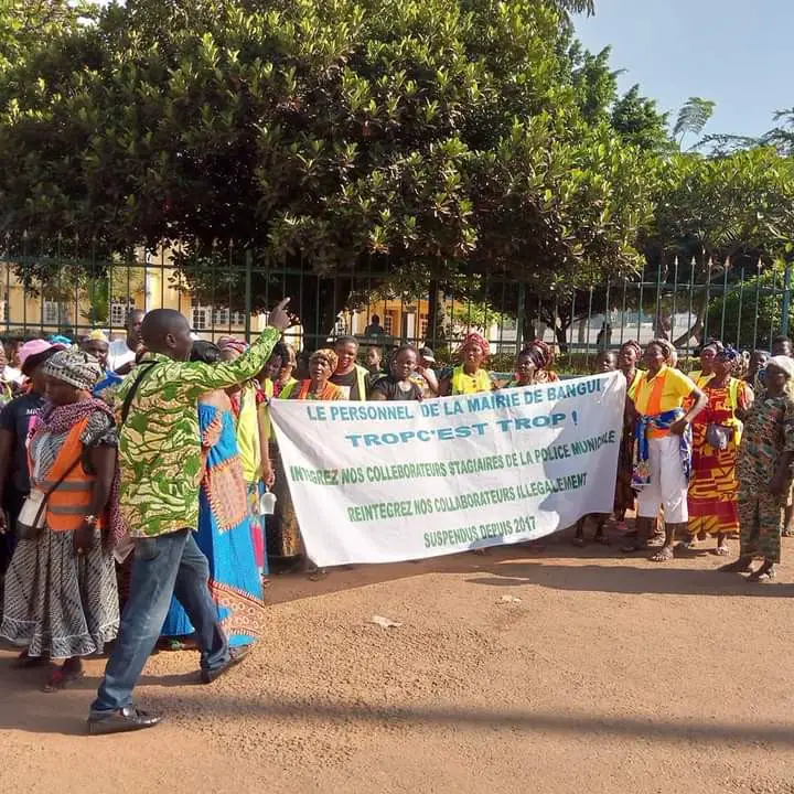 Des grévistes de la municipalité de Bangui | Crédit photo: Simplice Saint Doayouane/Radio Guira/ Minusca