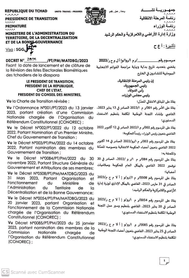 Tchad : la révision des listes électorales biométriques pour la diaspora débute le 7 octobre 2023