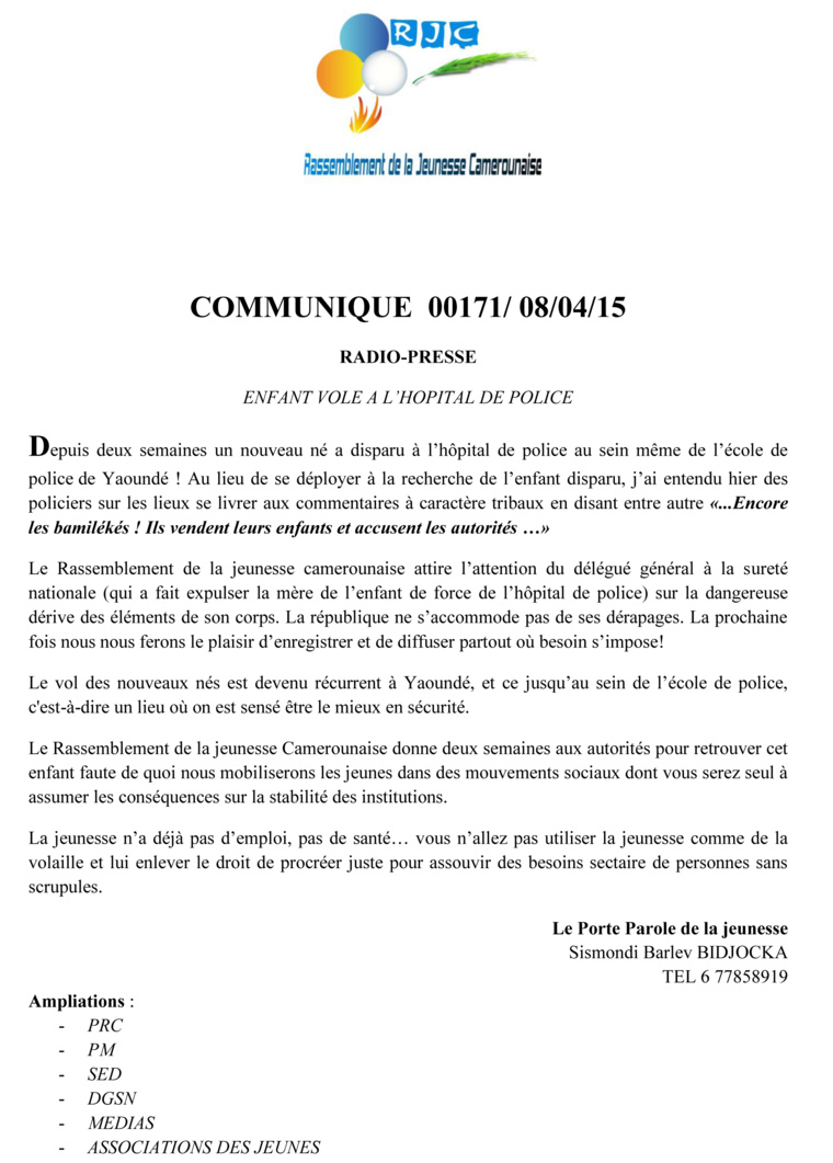 Cameroun: Les jeunes menacent ! Cameroun: Les jeunes menacent !