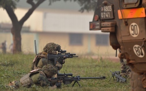 Des soldats français de l'opération Sangaris à Bangui le 25 décembre 2013 Crédit : AFP / MIGUEL MEDINA
