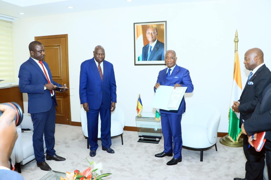 Côte d’Ivoire : le nouvel ambassadeur du Tchad remet les copies figurées de ses lettres de créances Côte d’Ivoire : le nouvel ambassadeur du Tchad remet les copies figurées de ses lettres de créances
