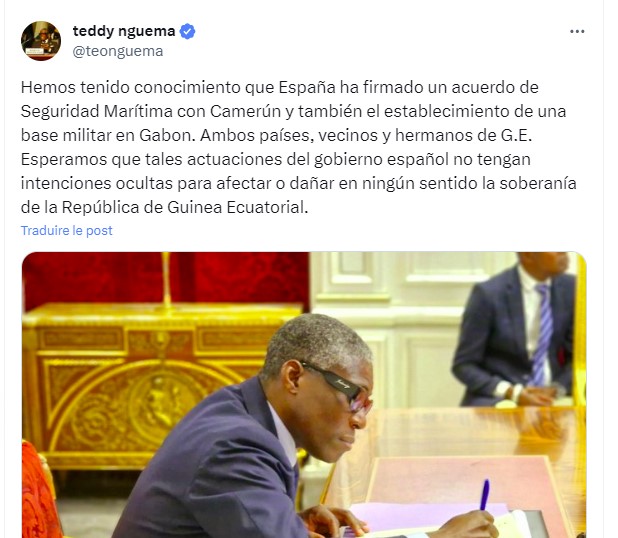 Géo-Stratègie : La signature d’un accord militaire entre Yaoundé et Madrid ainsi que l'établissement d'une base militaire au Gabon inquiète Malabo Géo-Stratègie : La signature d’un accord militaire entre Yaoundé et Madrid ainsi que l'établissement d'une base militaire au Gabon inquiète Malabo