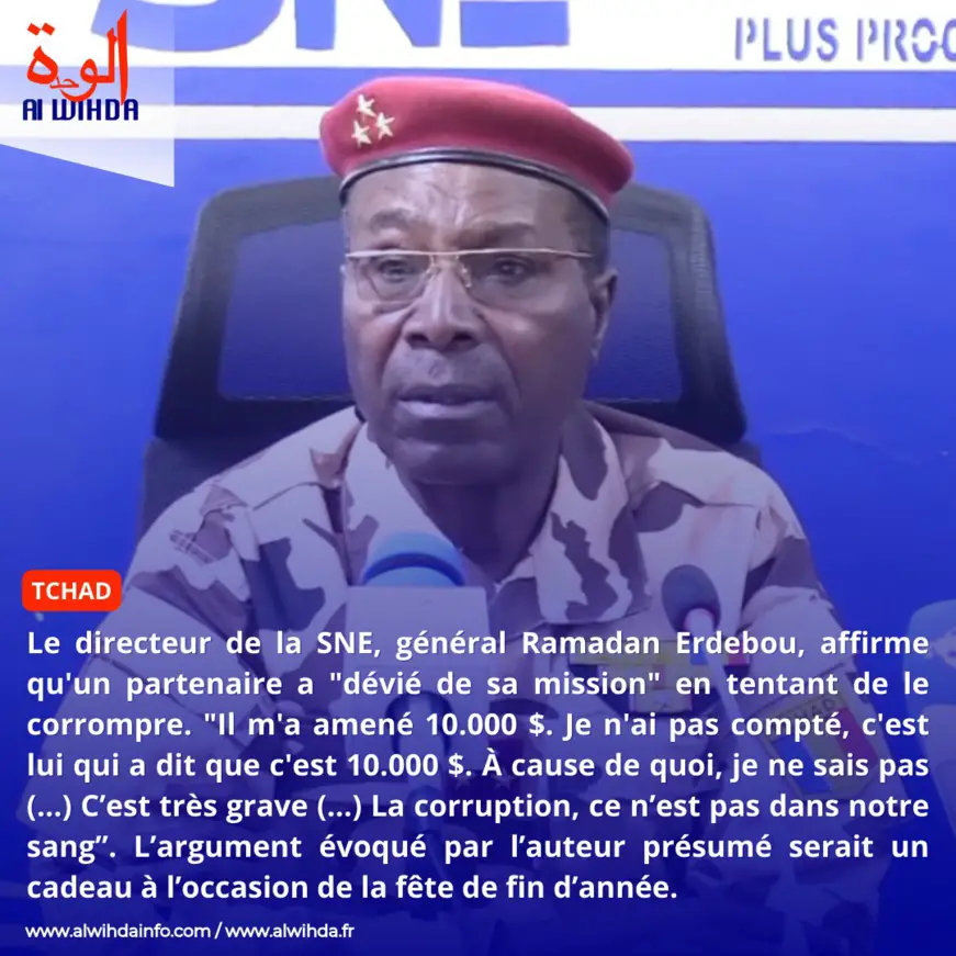 Tchad : "Il m'a amené 10.000 $. La corruption, ce n’est pas dans notre sang" (DG/SNE)