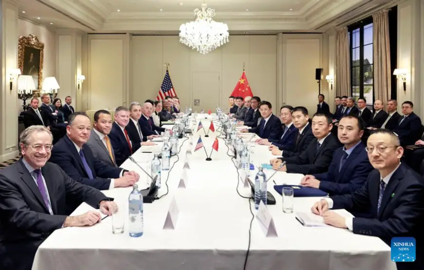 Chinese State Councilor and Minister of Public Security Wang Xiaohong meets with U.S. Homeland Security Secretary Alejandro Mayorkas in Vienna, Austria, Feb. 18, 2024. (Xinhua)