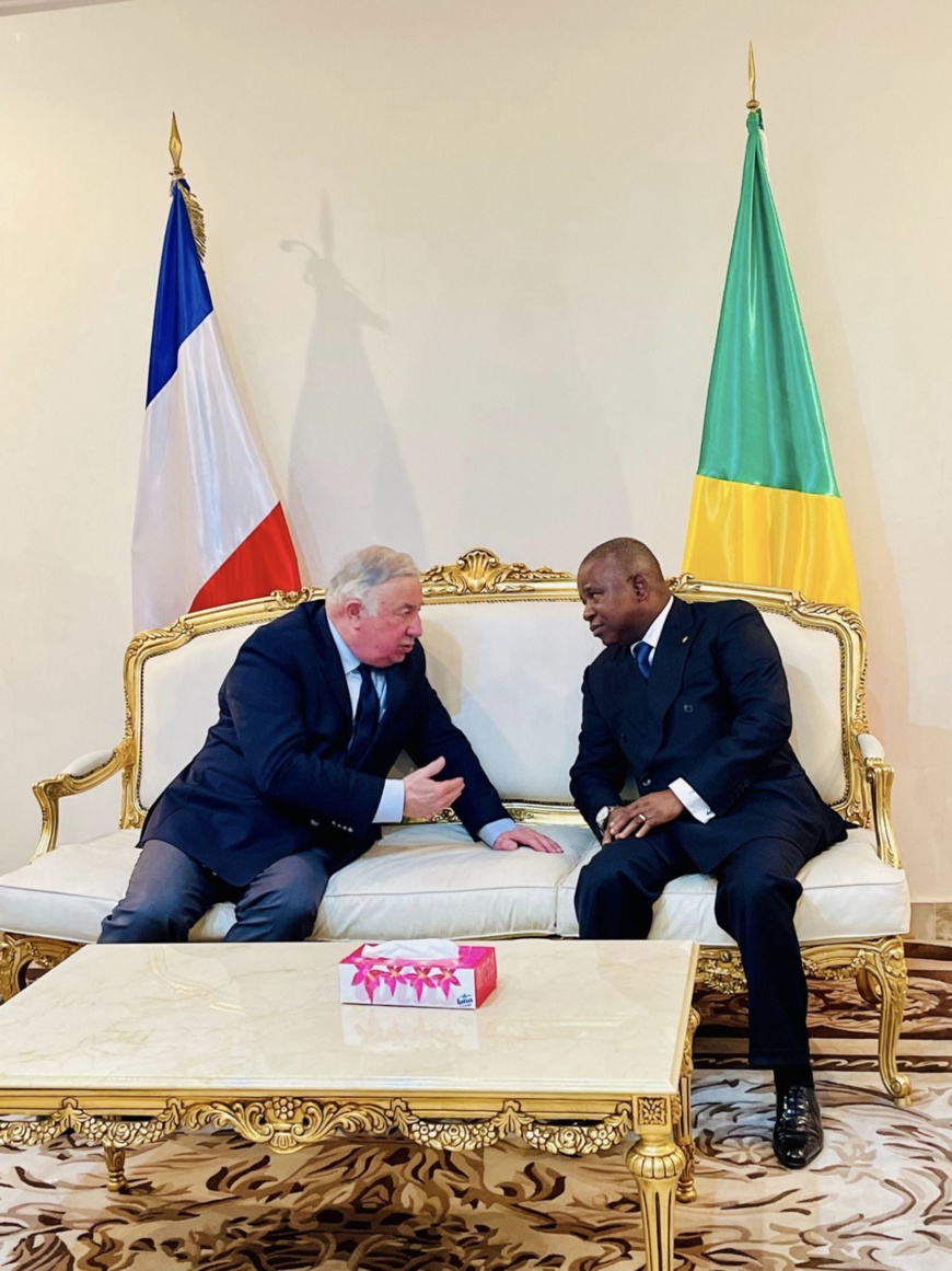 Gerard Larcher et Pierre Ngolo, au cours de leur entrevue à l'aéroport