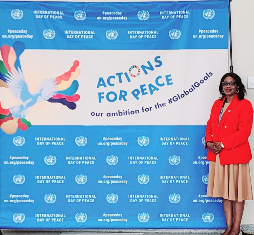 Dr Andrise Bass, promotrice de l’événement et fondatrice de l’IPPDR, à l’occasion de la célébration de la Journée Internationale de la Paix au Siège des Nations Unies à New York.