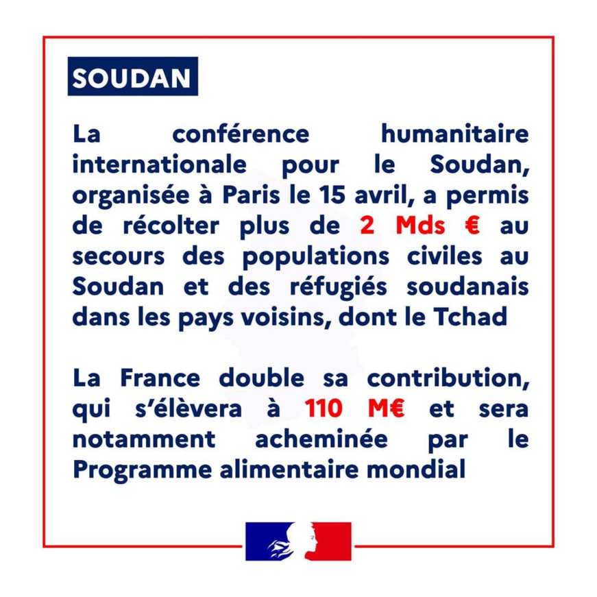 Crise au Soudan : la France double sa contribution à 110 millions d’euros Crise au Soudan : la France double sa contribution à 110 millions d’euros