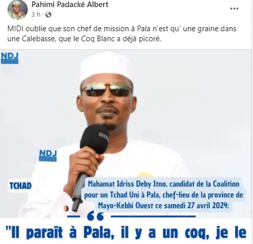Présidentielle au Tchad : Pahimi adresse un message cinglant à MIDI