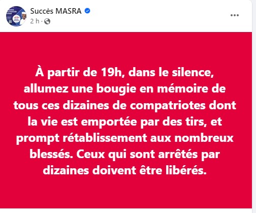 Tchad : Masra demande aux Tchadiens de rendre hommage à « ces dizaines de compatriotes dont la vie est emportée par des tirs » Tchad : Masra demande aux Tchadiens de rendre hommage à « ces dizaines de compatriotes dont la vie est emportée par des tirs »