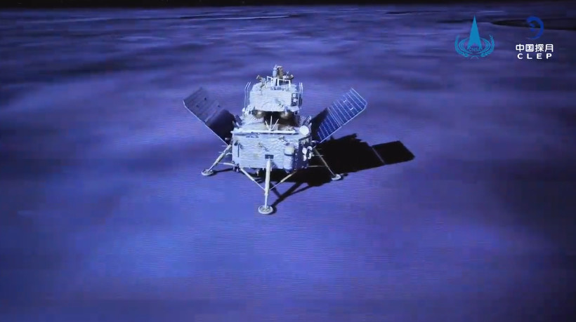 China's Chang'e-6 landed on the far side of the moon on June 2. The image is a simulation showing the solar panel wings of the lander-ascender combination after landing. (Photos from China National Space Administration) China's Chang'e-6 landed on the far side of the moon on June 2. The image is a simulation showing the solar panel wings of the lander-ascender combination after landing. (Photos from China National Space Administration)