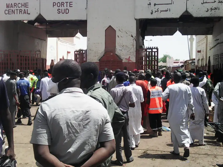 La porte sud du marché central de N'Djamena après un attentat kamikaze le 11 juillet dernier. Alwihda Info/D.W.W.
