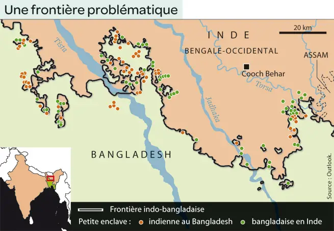 Echange d'enclaves entre l'Inde et le Bangladesh