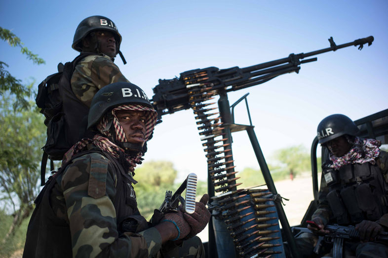 Le Bataillon d'Intervention Rapide (Biir), une unité d'élite de l'armée camerounaise.  EDOUARD ELIAS/GETTY REPORTAGE POUR "LE MONDE"