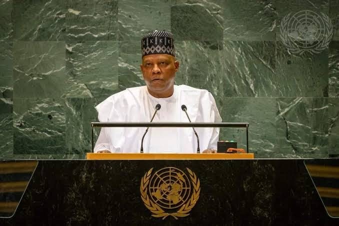 Le vice-président Kashim Shettima représentant le président Tinubu à l'Assemblée générale des Nations-Unies. Photo de : StarnewsNg Le vice-président Kashim Shettima représentant le président Tinubu à l'Assemblée générale des Nations-Unies. Photo de : StarnewsNg