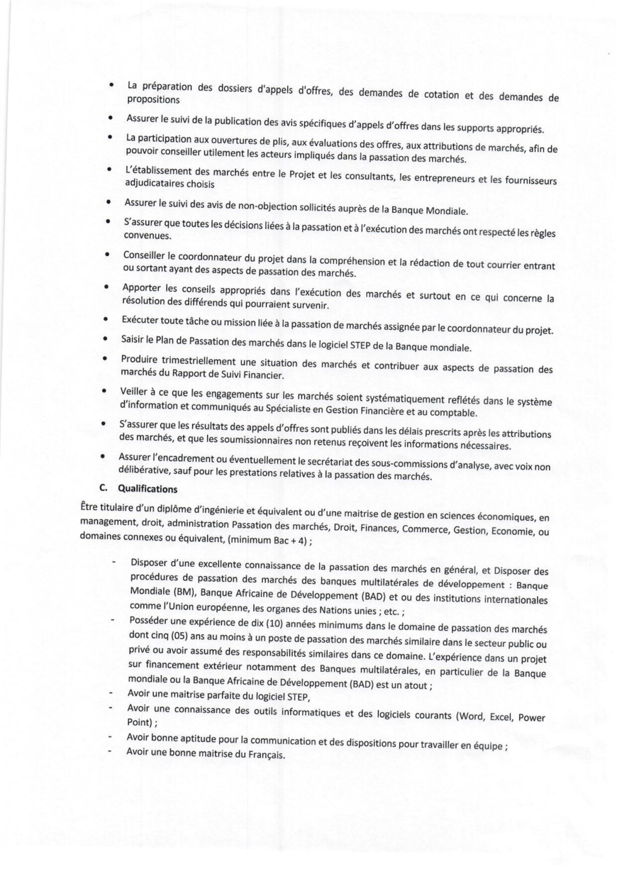 Tchad : Recrutement d'un Spécialiste en Passation des Marchés des Projets PIRECT, PAAET et RESPITE (CEP-SNE) Tchad : Recrutement d'un Spécialiste en Passation des Marchés des Projets PIRECT, PAAET et RESPITE (CEP-SNE)