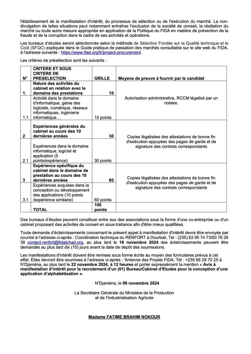 Tchad : Recrutement d'un Bureau d'études pour concevoir une application numérique d'alphabétisation (Projet RENFORT) Tchad : Recrutement d'un Bureau d'études pour concevoir une application numérique d'alphabétisation (Projet RENFORT)