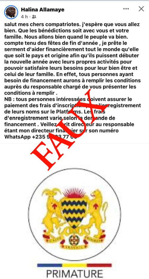 Tchad : Le Premier ministre victime d'une usurpation d'identité sur les réseaux sociaux Tchad : Le Premier ministre victime d'une usurpation d'identité sur les réseaux sociaux