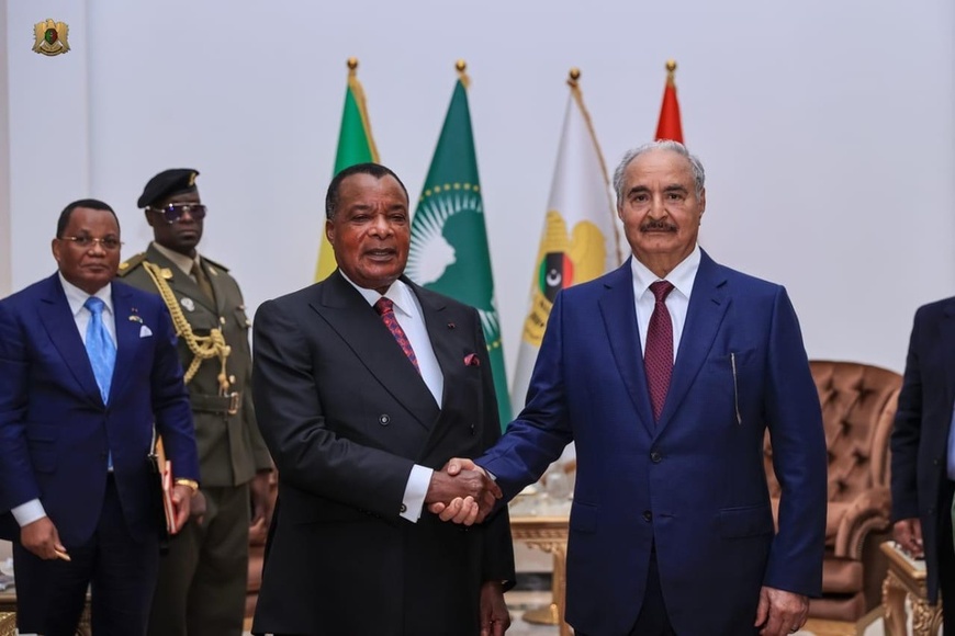 Sassou N'Guesso et le Maréchal Khalifa Haftar (Présidence.cg) Sassou N'Guesso et le Maréchal Khalifa Haftar (Présidence.cg)