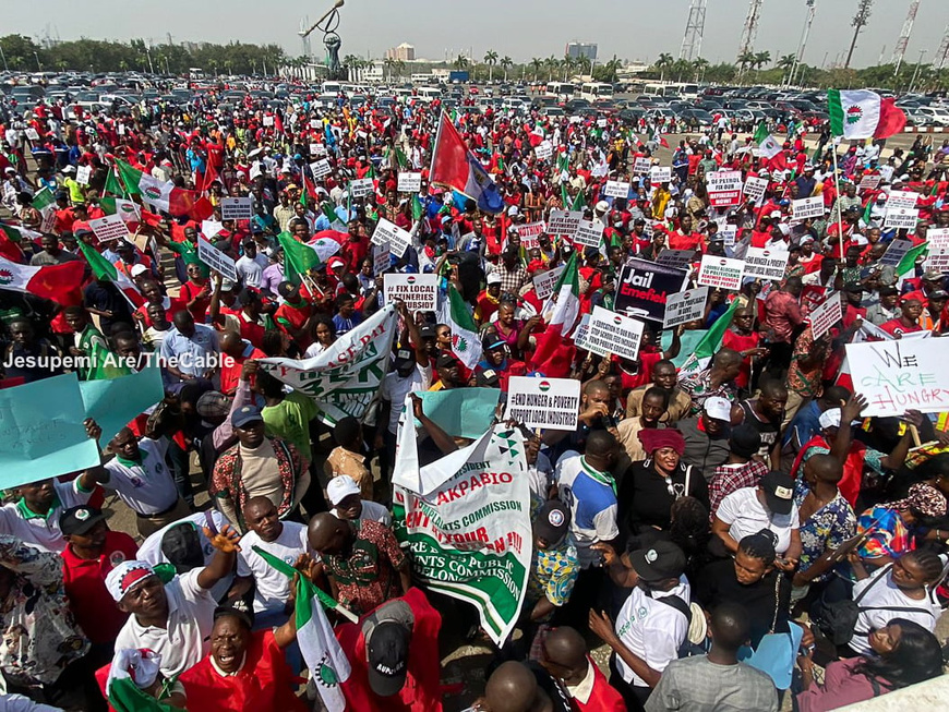 Manifestation du NLC en février 2024, une scène qui pourrait être revue. Photo : thecable.ng Manifestation du NLC en février 2024, une scène qui pourrait être revue. Photo : thecable.ng