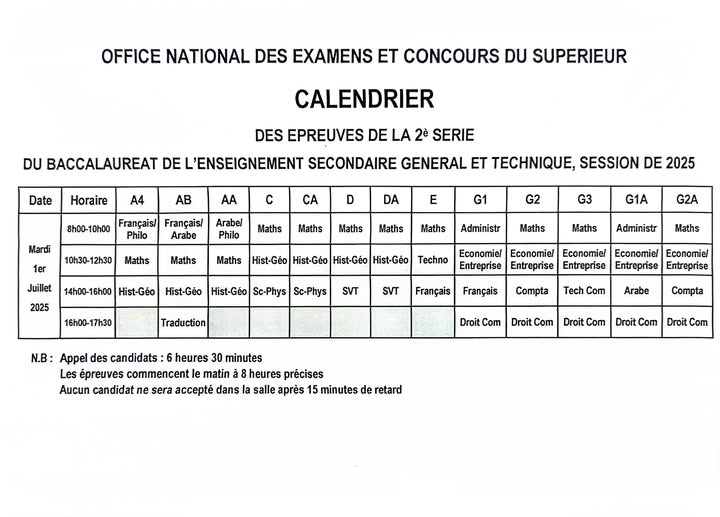 Tchad : Le calendrier de la seconde session du Baccalauréat 2025 dévoilé Tchad : Le calendrier de la seconde session du Baccalauréat 2025 dévoilé