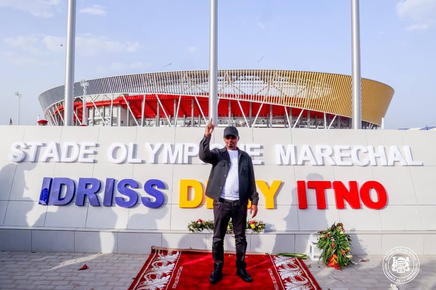 Le chef de l'État Mahamat Idriss Deby lors de l'inauguration du stade de Mandjafa. Illustration © DGCOM/PR Le chef de l'État Mahamat Idriss Deby lors de l'inauguration du stade de Mandjafa. Illustration © DGCOM/PR