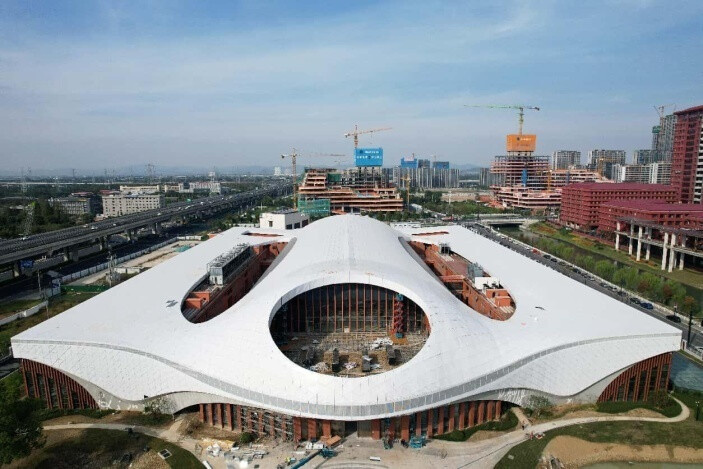 Photo shows an aerial view of the experimental building for the Centrifugal Hyper-gravity and Interdisciplinary Experiment Facility (CHIEF) at Zhejiang University. (Photo/Long Wei) Photo shows an aerial view of the experimental building for the Centrifugal Hyper-gravity and Interdisciplinary Experiment Facility (CHIEF) at Zhejiang University. (Photo/Long Wei)