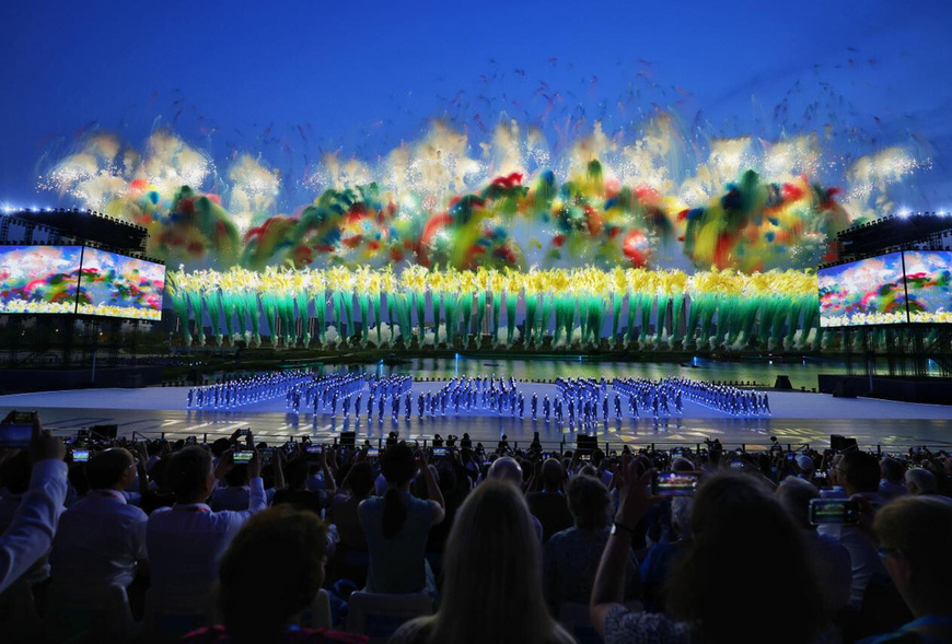 The opening ceremony of The World Games 2025 is held in Chengdu, southwest China's Sichuan province, Aug. 7, 2025. (People's Daily/Jiang Yushi) The opening ceremony of The World Games 2025 is held in Chengdu, southwest China's Sichuan province, Aug. 7, 2025. (People's Daily/Jiang Yushi)