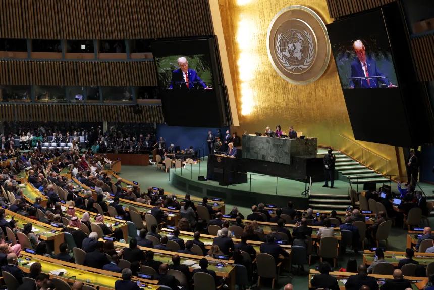Donald Trump s'exprime lors de la 80e session de l'Assemblée générale des Nations Unies, mardi à New York. Photo : Chip Somodevilla