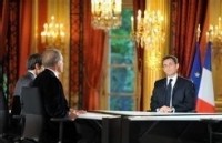 Nicolas Sarkozy lors de son interview télévisée, le 24 avril 2008