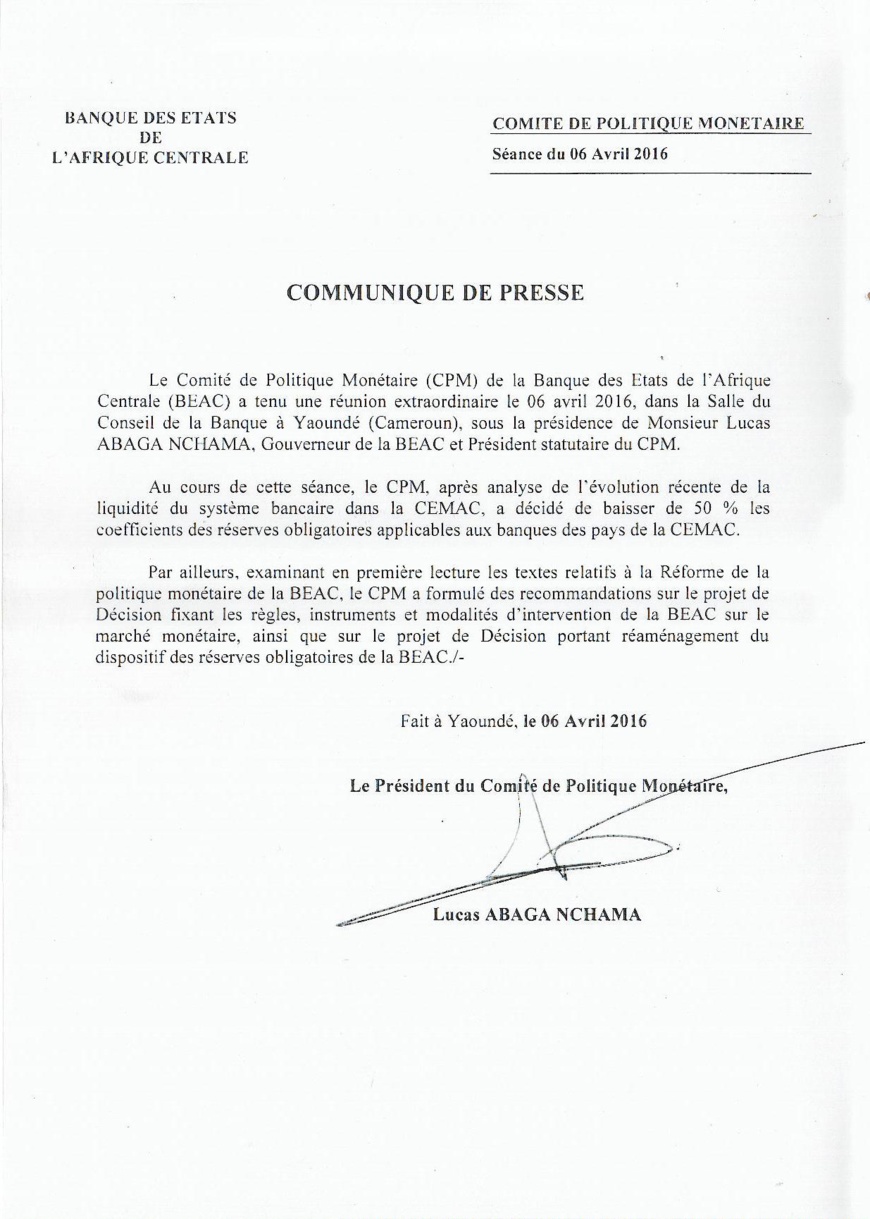 Réformes: Un nouveau système bancaire dans la zone CEMAC Réformes: Un nouveau système bancaire dans la zone CEMAC