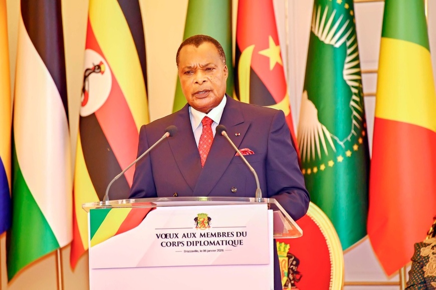 Denis Sassou N'Guesso répondant au doyen du corps diplomatique Denis Sassou N'Guesso répondant au doyen du corps diplomatique