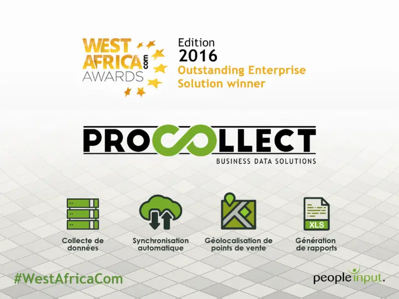 ProCollect, une solution innovante de collecte de données remporte le Trophée de la « Meilleure Solution pour Entreprises » aux West Africa Com Awards‏