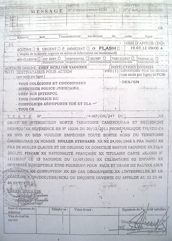 Cameroun/FIPCAM: Un fugitif, le directeur général, MULLER Stéphane interdit de sortie puis débarqué de l'avion.