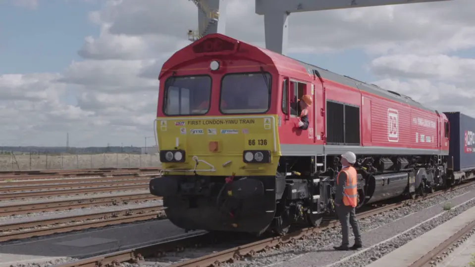 On April 10, 2017, the first London to Yiwu Sino-EU train is ready to start. (Photo provided by DP World London Gateway)