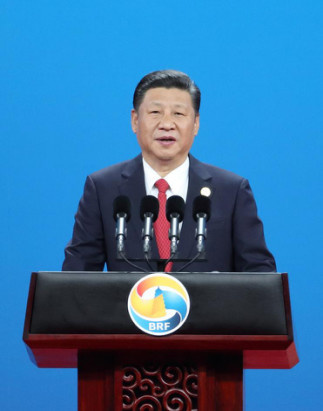 Chinese President Xi Jinping is delivering a keynote speech at the openning ceremony of the BRF on Sunday, May 14. Photo by Xihua News Agency Chinese President Xi Jinping is delivering a keynote speech at the openning ceremony of the BRF on Sunday, May 14. Photo by Xihua News Agency