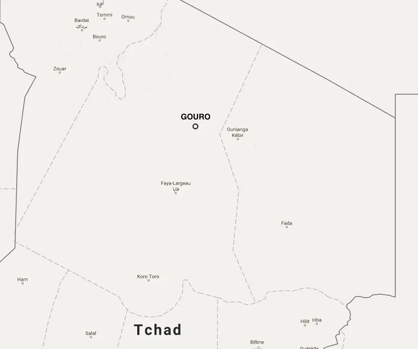 Position géographique de Gouro, au Tchad. Google Maps