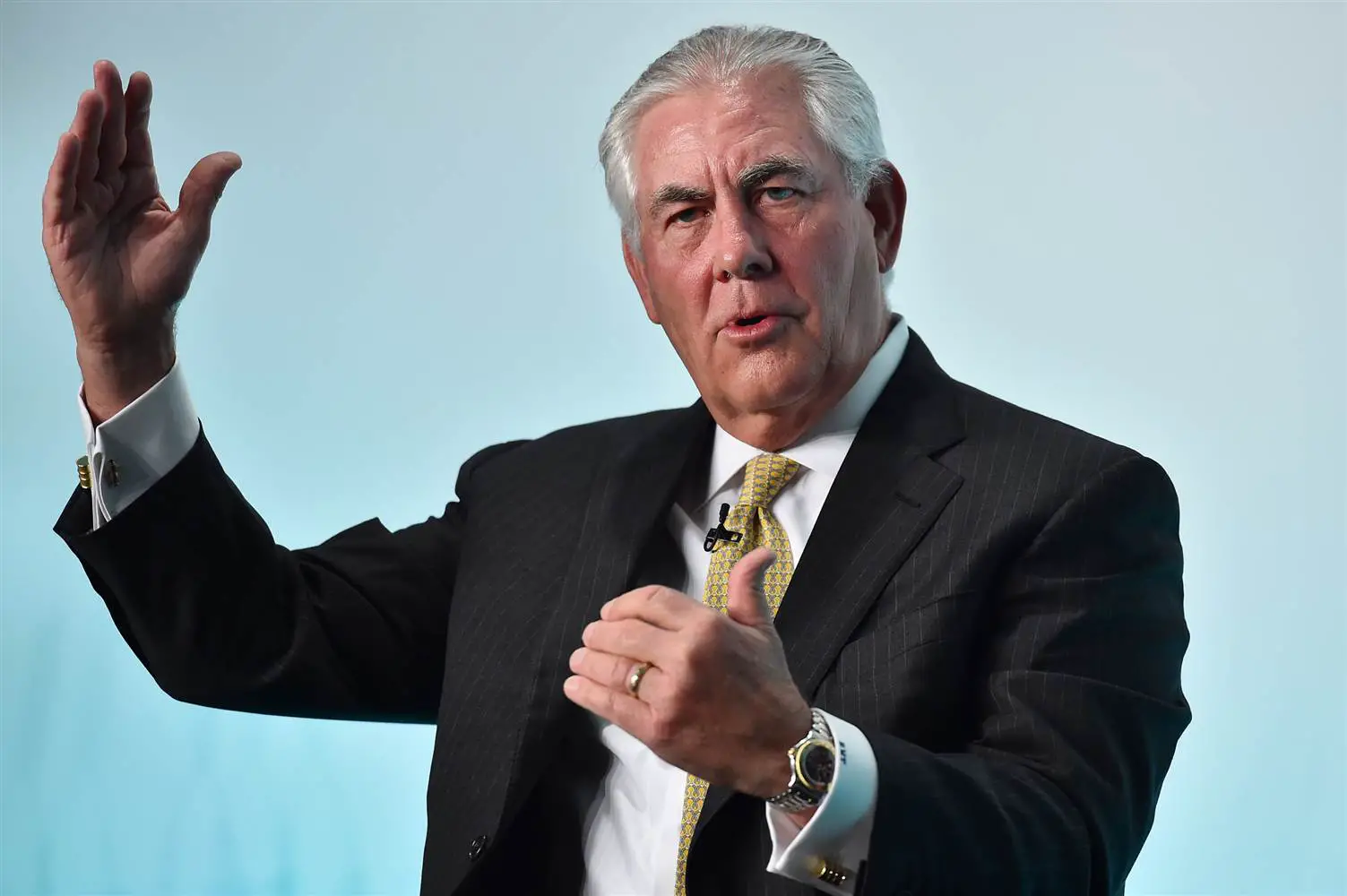 Chairman and CEO of US oil and gas corporation ExxonMobil, Rex Tillerson, speaks during the 2015 Oil and Money conference in central London on Oct. 7, 2015. Ben Stansall / AFP/Getty Images