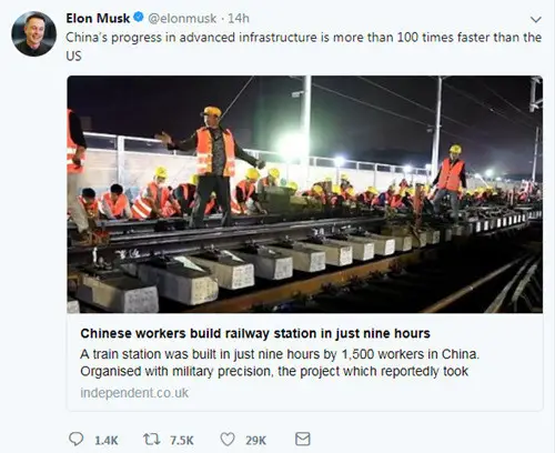 Screenshot of tweet by SpaceX and Tesla founder Elon Musk (File photo)
