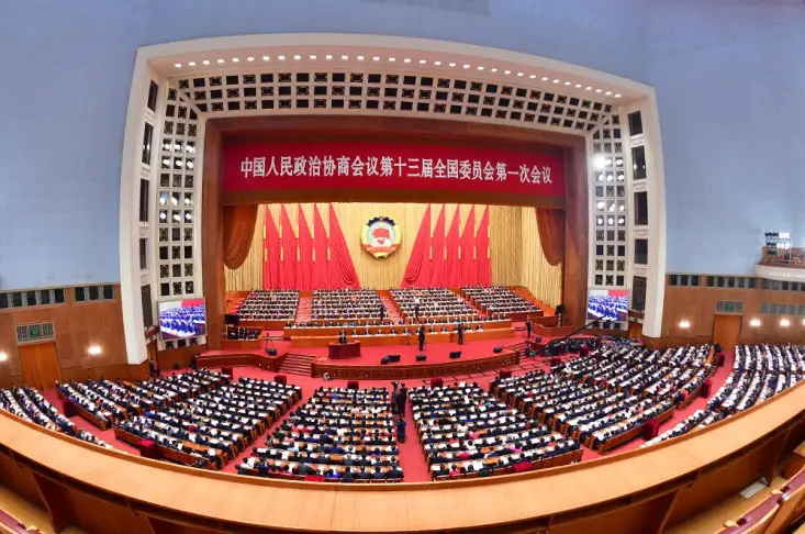 The first session of the 13th National Committee of the Chinese People's Political Consultative Conference (CPPCC) opens on March 3, 2018. (Photo by Yu Kai from People’s Daily Online)