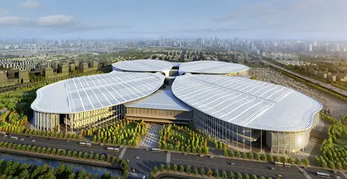 The National Exhibition and Convention Center (Shanghai), where the China International Import Expo is expected to be held. (Photo by National Exhibition and Convention Center (Shanghai))