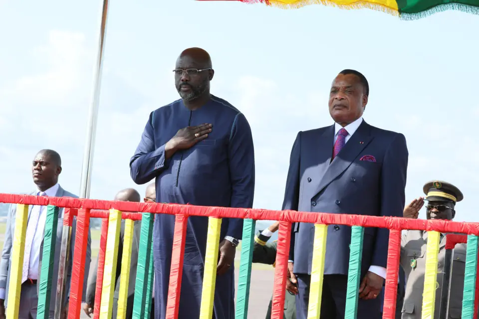Les présidents Georges Weah et Sassou N'Guesso.