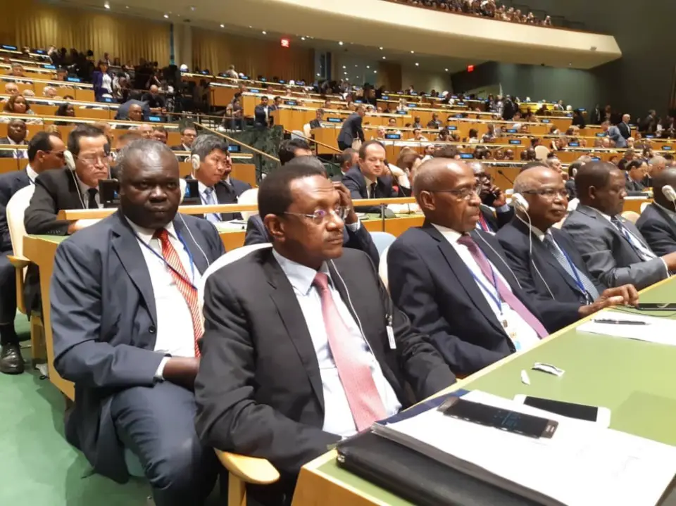 La délégation tchadienne à l’ouverture de la 73ème session de l’assemblée générale de l’ONU à New-York. Crédits photo : Cherif Mahamat Zene/Twitter