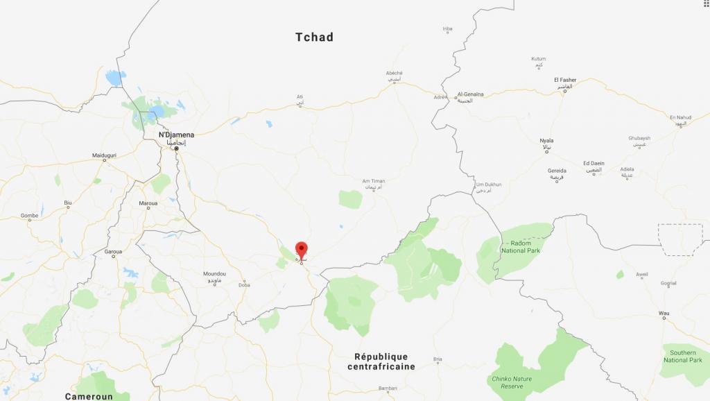Sarh, ville située au sud du Tchad. © Google Maps