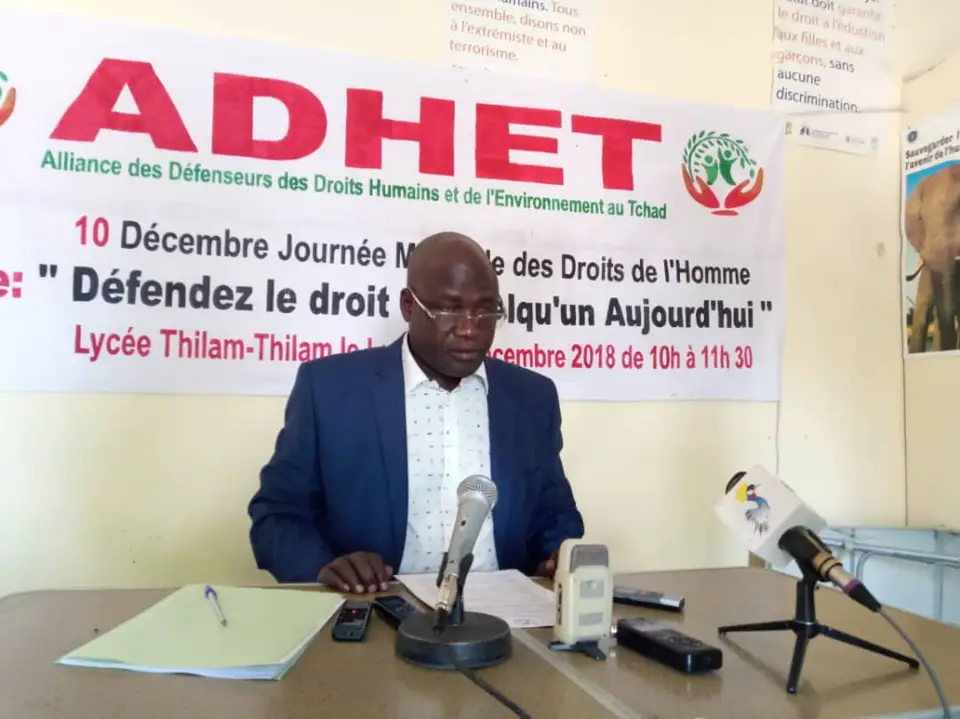 Le secrétaire général de l’Alliance des défenseurs des droits humains et de l’environnement au Tchad (ADHET), Abba Daoud Nandjede. © Alwihda Info