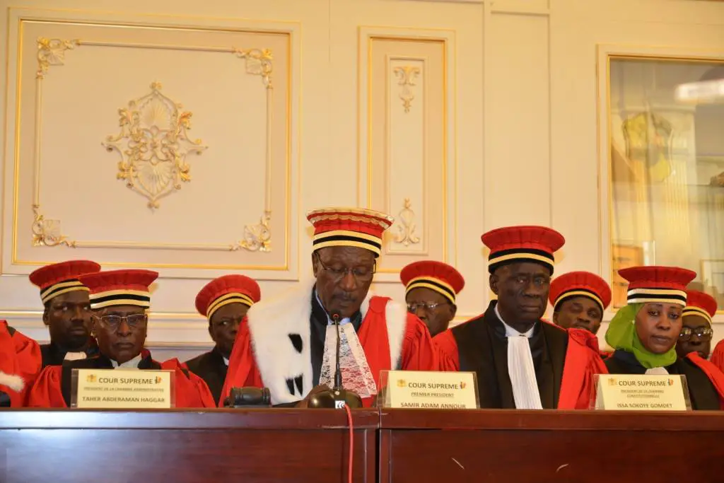 Les membres de la Cour suprême ce mardi 22 janvier 2019 au Palais présidentiel, à N'Djamena. ©