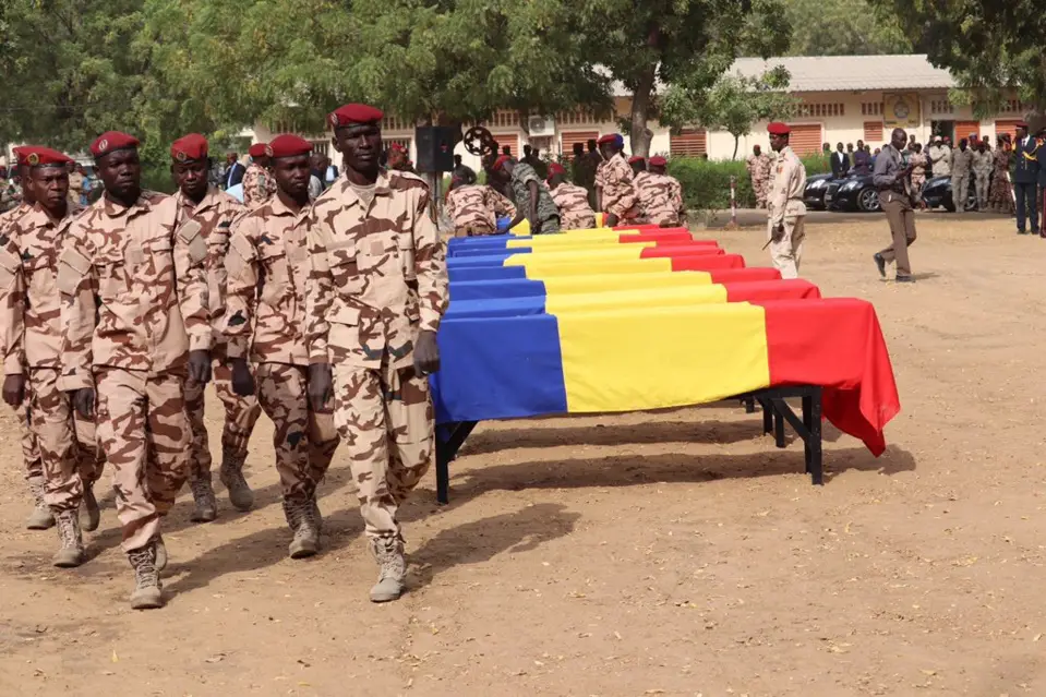Les cercueils de soldats tchadiens tués au Mali. © DR