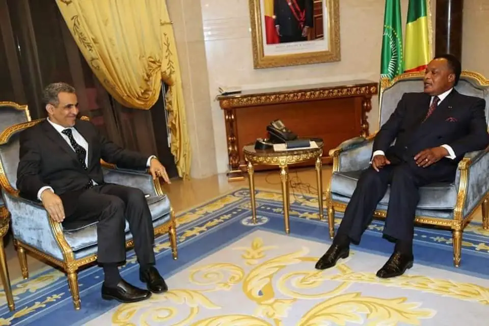 Denis Sassou N'Guesso et Mohamed LEMINE Ould Raghani, au cours de leurs échanges.