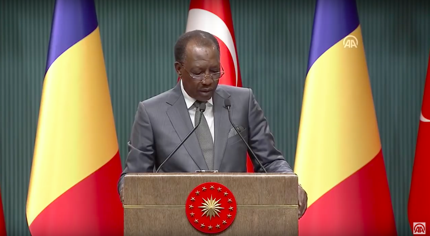 Le président du Tchad, Idriss Déby, lors d'une conférence de presse au Palais présidentiel turc, mercredi 27 février 2019. © A.A.